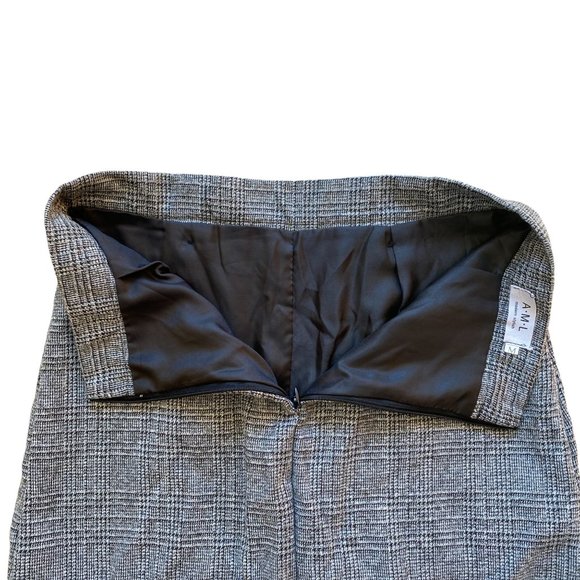 AML Clueless Plaid Tweed Button Pleat Front Preppy Celeb Style Mini Skirt -M - Picture 5 of 9